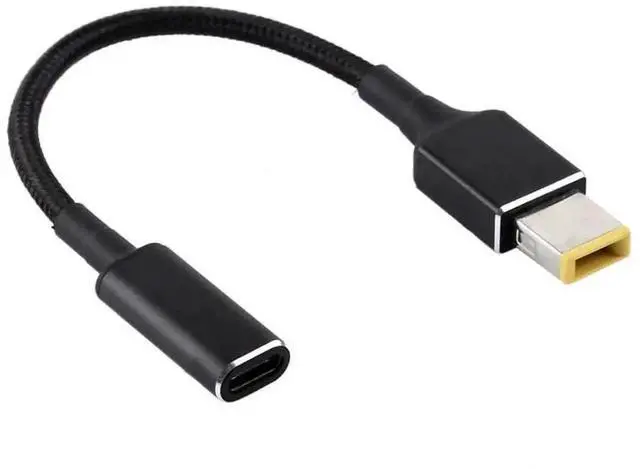 Main image of 30cm Nylon Braided Big Square DC to USB-C PD 100W Power Cable | Fixed 18.5V~20V Trigger Cord for Laptops