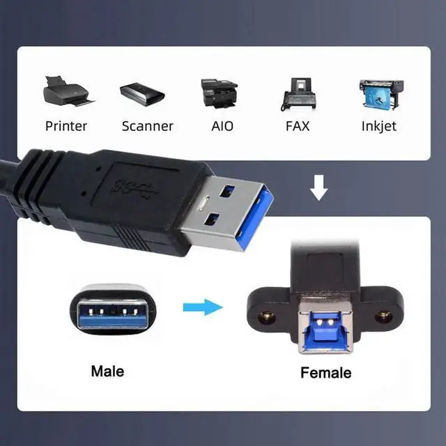 Alt view image 7 of 7 - 30cm USB3.0 Type-A Male to Type-B Female Extension Cable | 5Gbps High Speed Cord for External SSD, Hard Drive & Digital Camera
