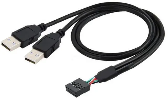 Main image of 0.5M USB2.0 9/10Pin Header 1 Male to Dual USB2.0 Male Y-Splitter Internal Extension Cable