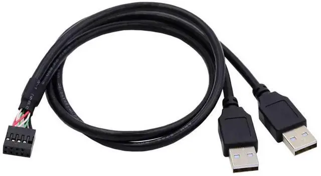 Alt view image 4 of 7 - 0.5M USB2.0 9/10Pin Header 1 Male to Dual USB2.0 Male Y-Splitter Internal Extension Cable