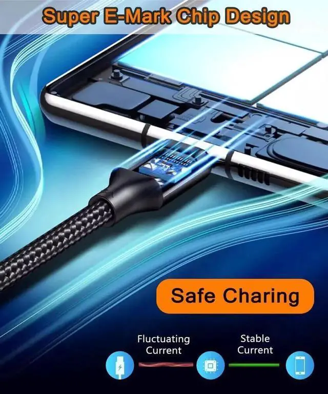 Alt view image 2 of 7 - 3.3FT USB-C to USB-C Video Cable | 8K@60Hz, 20Gbps Data, PD 100W Charging, Thunderbolt 3/4 Compatible for MacBook, iPhone 15/16, iPad Pro/Air