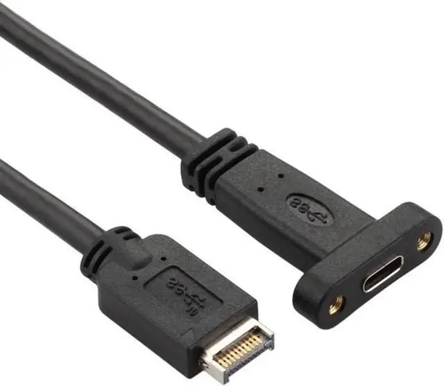 Alt view image 3 of 3 - 40cm Panel Mount USBC Female to USB3.1 Front Panel Header Internal Extension Cable with Fixed Screw Holes
