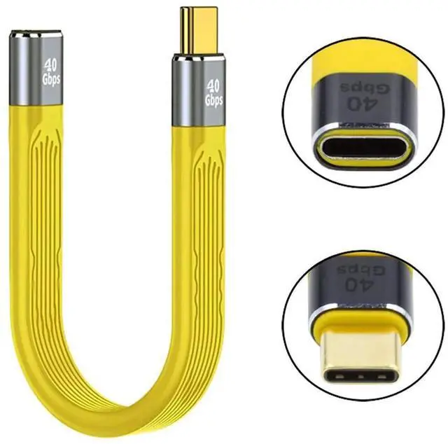 Alt view image 6 of 7 - 13cm Slim Flat FPC USB4 Type-C Male to Female Extension Cable | 40Gbps Data, PD 100W Charging & 8K@60Hz Video Compatible with Thunderbolt 3/4