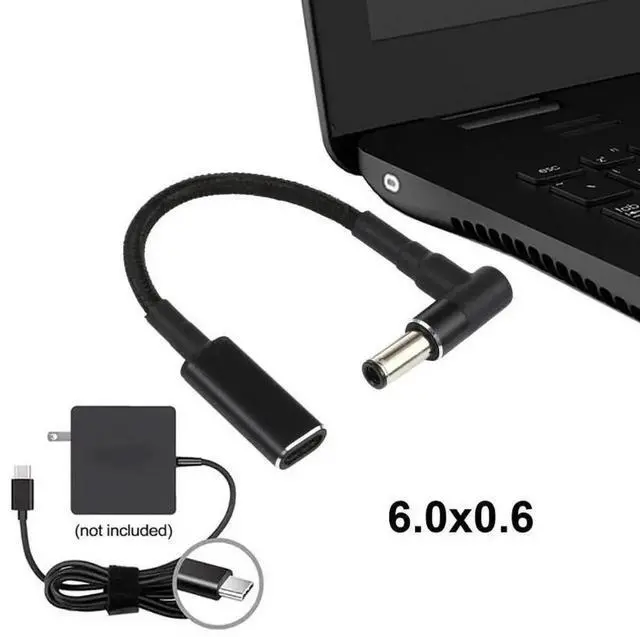 Alt view image 2 of 5 - Nylon Braided 6.0×0.6mm DC Elbow to USBC PD Adapter Cable|18.520V Input, Max 100W PD Power Conversion Cord