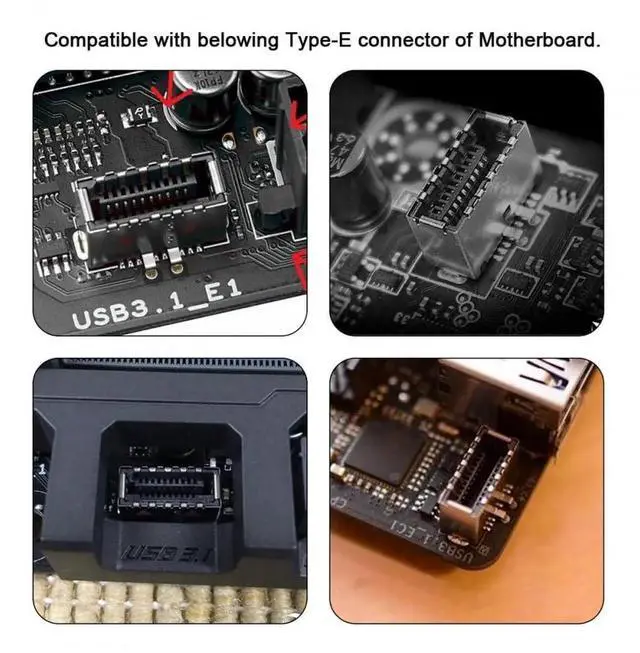 Alt view image 7 of 7 - TypeE to Dual USBA + 9Pin USB2.0 Header Multi-Port Hub Adapter Cable | USB3.1 Gen2 Front Panel Header Splitter for Motherboard Port Expansion