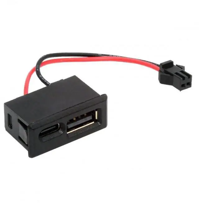Main image of Horizontal Latch Mount USB-A + USB-C Female to 2.54mm Pitch 2Pin Header DC 5V Power Pigtail Cable for DIY OEM Project
