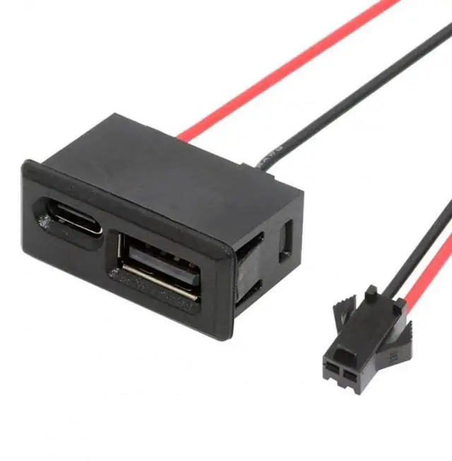 Alt view image 6 of 7 - Horizontal Latch Mount USB-A + USB-C Female to 2.54mm Pitch 2Pin Header DC 5V Power Pigtail Cable for DIY OEM Project