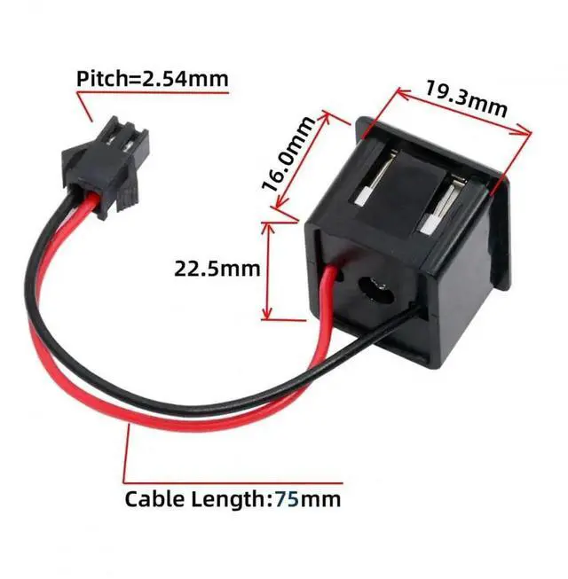 Alt view image 2 of 6 - Latch Mount USB-A + USB-C Female to 2.54mm Pitch 2Pin Header Pigtail Cable|DC 5V Power Wiring Harness for DIY & OEM Projects