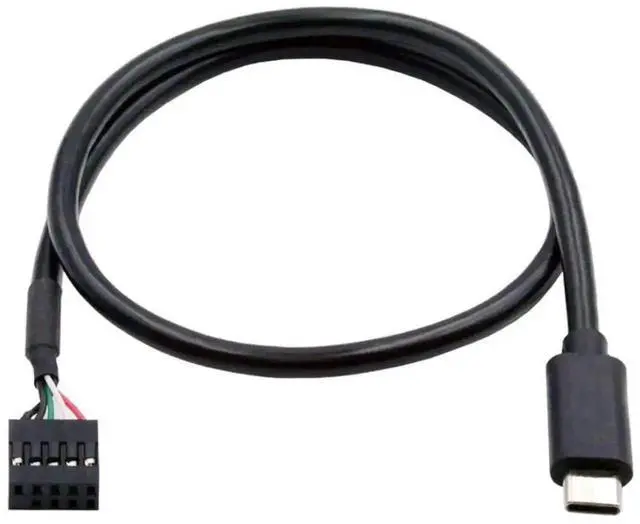 Main image of 0.5M USB2.0 9/10Pin Motherboard Front Panel Header to USB-C Male Extension Adapter Cable
