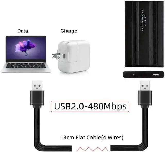 Alt view image 3 of 7 - 13cm Ultra-Thin FPC Flat USB2.0 Type-A Male to Type-A Male Cable | Data & Power Cord for FPV, Storage Drives & Mobile Devices
