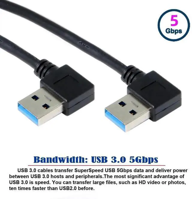 Alt view image 6 of 7 - 20cm Dual 90° Right Angle USB3.0 Type-A Male to Male Short Cable|5Gbps High Speed Data Cord for External HDD & PC Connection