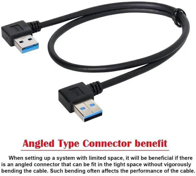 Alt view image 4 of 7 - 50cm USB3.0 Type-A Left 90° to Right 90° Angled Cable | 5Gbps High Speed Data Cord for External Hard Drive & PC