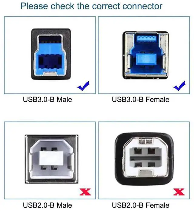 Alt view image 3 of 7 - 30cm USB3.0 B Female to USB2.0 B Male Extension Cable | 5Gbps High Speed Data Cord for External SSD, HDD & Industrial Camera