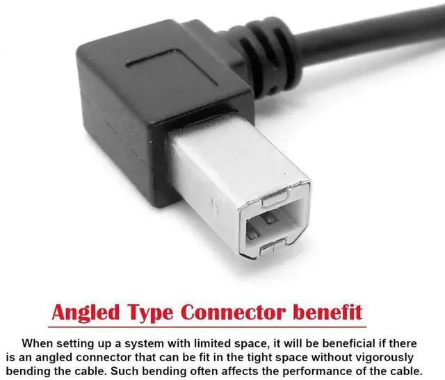 Alt view image 3 of 7 - 20cm Left 90° Angled USB2.0 Type-B Male to Female Extension Cable for Printer, Scanner & External Storage