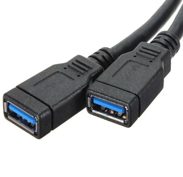 Alt view image 3 of 7 - 20CM USB3.0 19/20Pin Motherboard Header Male to Dual USB3.0 Female Y-Splitter Extension Cable