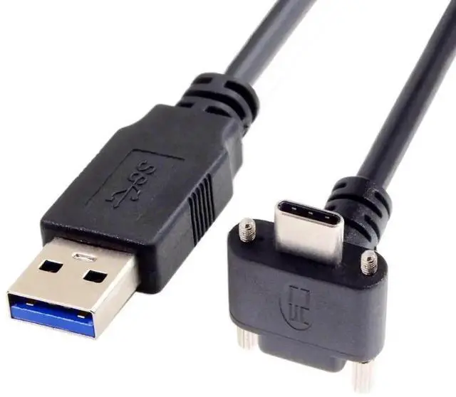 Main image of 0.3M Right-Angle USB3.0 Type-A to USB-C Panel Mount Cable with Lock Screws for Industrial Vision Camera