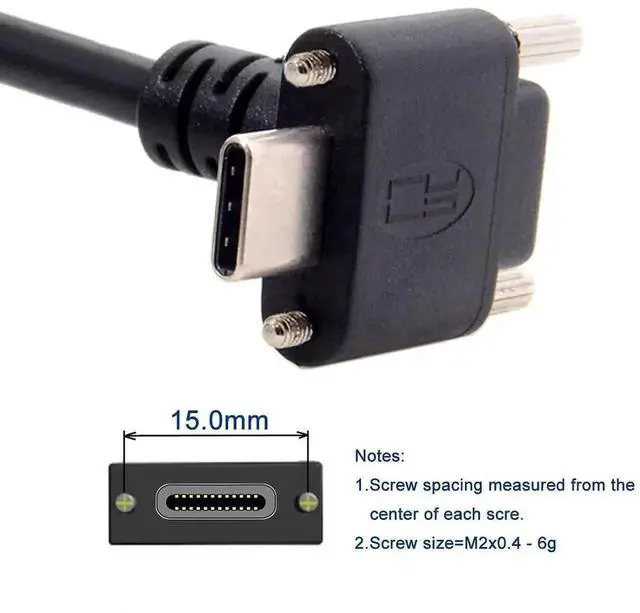 Alt view image 5 of 7 - 0.3M Right-Angle USB3.0 Type-A to USB-C Panel Mount Cable with Lock Screws for Industrial Vision Camera