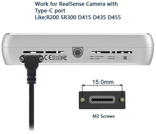 Alt view image 3 of 7 - 0.3M Right-Angle USB3.0 Type-A to USB-C Panel Mount Cable with Lock Screws for Industrial Vision Camera
