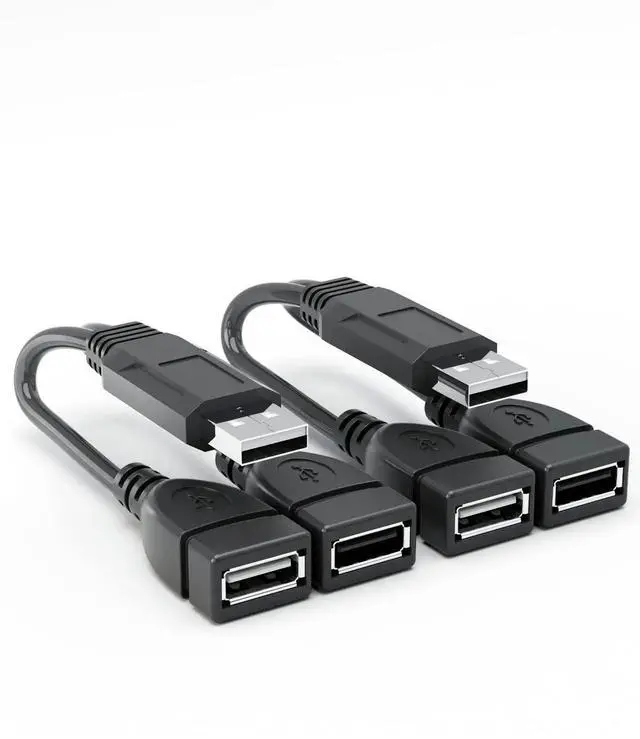 Main image of 2-Port USB 2.0 Male to Dual Female Splitter Cable, High Speed Data & Charging Cord for PC, Laptop, Car, TV, Xbox, External HDD
