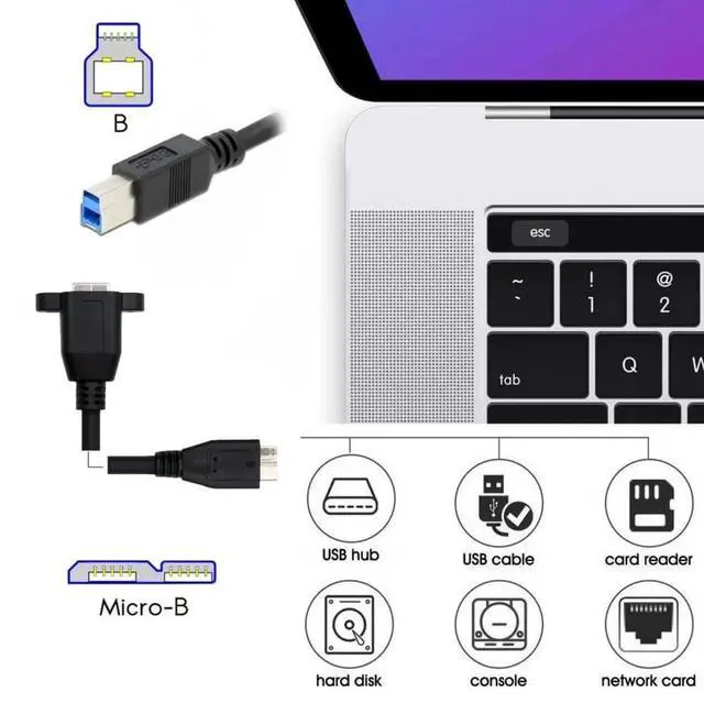 Alt view image 7 of 7 - 30cm USB3.0 Type-B Female to Micro-B Male Extension Cable, 5Gbps High Speed Cord for External SSD, Hard Drive & Digital Camera