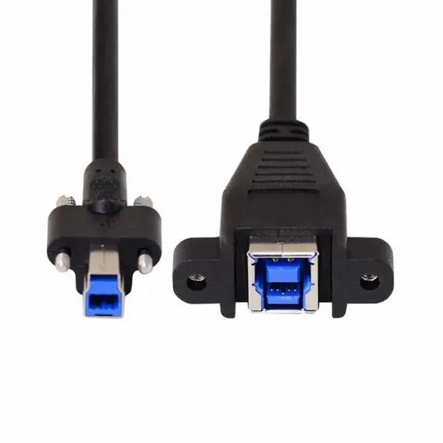 Alt view image 2 of 7 - 0.5m USB3.0 Type-B Male to Female Extension Cable, Dual Thumbscrew Lockable Panel Mount Cord