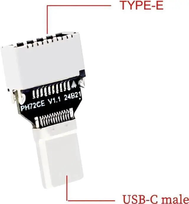 Alt view image 3 of 5 - PH721CE USB 3.2 Gen2x2 20Gbps USB-C Male to Key-A Type-E Female Front Panel Converter Adapter for Desktop Motherboard PC Case
