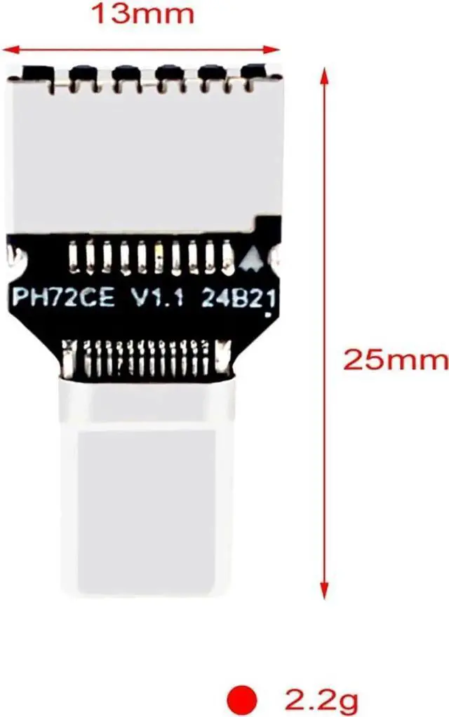 Alt view image 4 of 5 - PH721CE USB 3.2 Gen2x2 20Gbps USB-C Male to Key-A Type-E Female Front Panel Converter Adapter for Desktop Motherboard PC Case