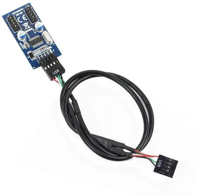 Alt view image 2 of 7 - 60cm USB 2.0 9Pin Motherboard Header Splitter Cable | 1-to-2 Internal Hub Extension Adapter