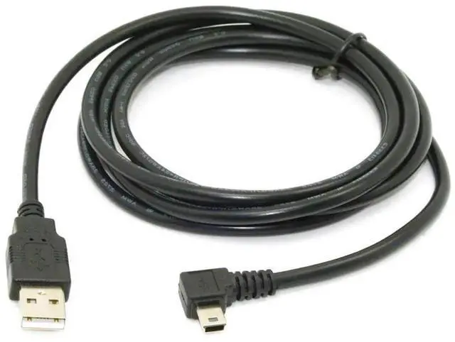 Main image of 1.8m Black Left 90° Angled Mini USB 5Pin B Male to USB2.0 Type A Male Data & Charging Cable