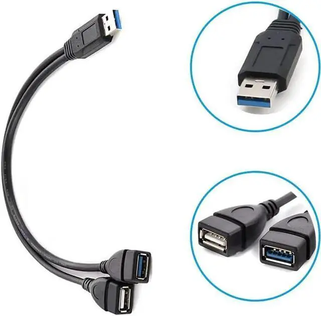 Alt view image 2 of 7 - 2 Pack USB3.0 Female to Dual USB Male Splitter Extension Cable