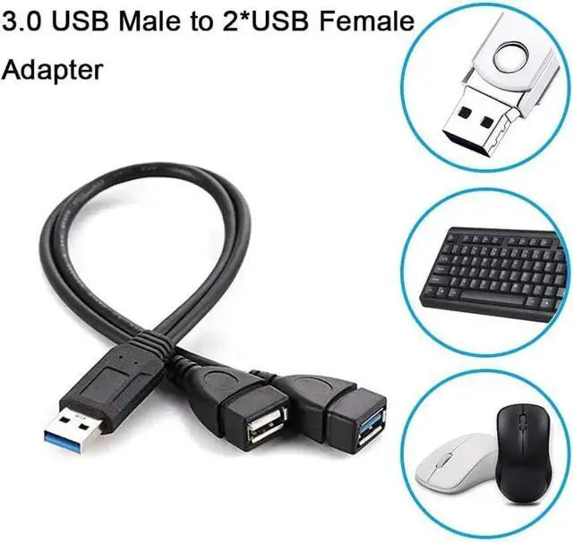 Alt view image 6 of 7 - 2 Pack USB3.0 Female to Dual USB Male Splitter Extension Cable
