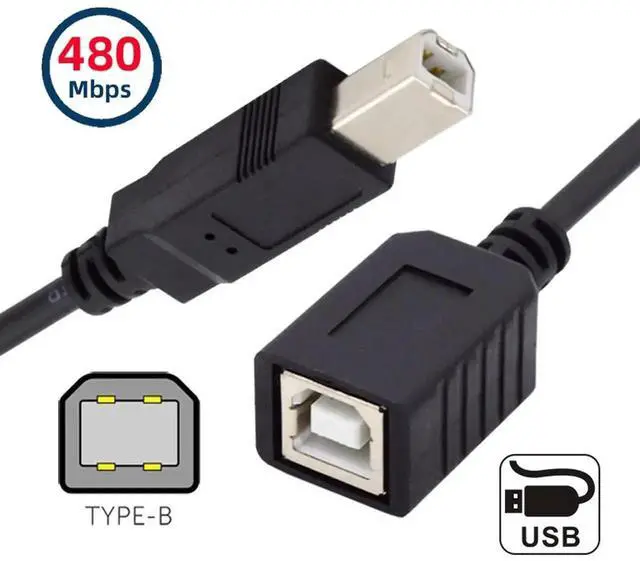 Alt view image 4 of 7 - 20cm USB 2.0 B Male to Female Extension Cable, Short USB B Cord for Printer Scanner External Hard Drive