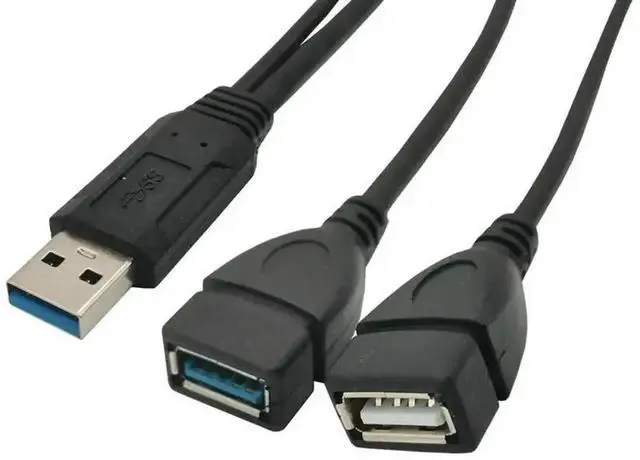 Alt view image 3 of 3 - 0.3M USB 3.0 A Male to Dual USB Female Cable, USB 3.0 + USB 2.0 Port Expansion Cord