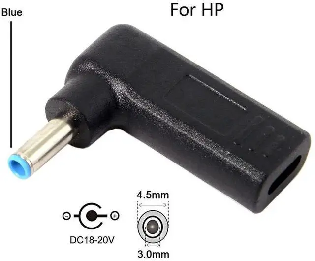 Alt view image 3 of 6 - USB 3.1 Type-C to DC 4.5x3.0mm Adapter, 90 Degree Angled PD Emulator Trigger for HP Dell Laptop Charging