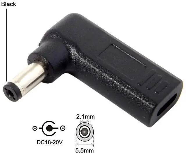 Alt view image 3 of 6 - 90 Degree Angled USB 3.1 Type-C to DC 5.5x2.1mm Adapter, 20V PD Emulator Trigger for Laptop Power Supply