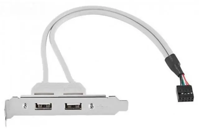Main image of 9Pin Motherboard Header 1 to 2 USB 2.0 Cable, 40cm Internal Splitter Cord with 80mm PCI Bracket, Dual USB 2.0 Port Multiplier Panel for Desktop PC