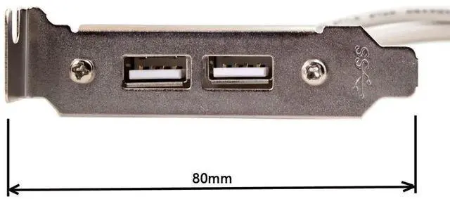 Alt view image 3 of 7 - 9Pin Motherboard Header 1 to 2 USB 2.0 Cable, 40cm Internal Splitter Cord with 80mm PCI Bracket, Dual USB 2.0 Port Multiplier Panel for Desktop PC