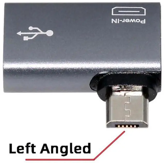 Alt view image 2 of 7 - 2 in 1 Micro USB OTG Power Adapter, 90 Degree Left Angled Micro USB Male to USB 2.0 Female Connector, 480Mbps Data Transfer & 5V 2A Power Supply for Android Phones, Tablets, Fire Stick