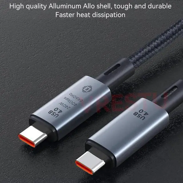 Alt view image 4 of 6 - 1M/3.3FT USB4 Active Thunderbolt 4 Cable, USB-C to USB-C 240W Charging Cord, 40Gbps Data, 8K@60Hz & Dual 4K Video, Compatible with MacBook, Laptops and Phones