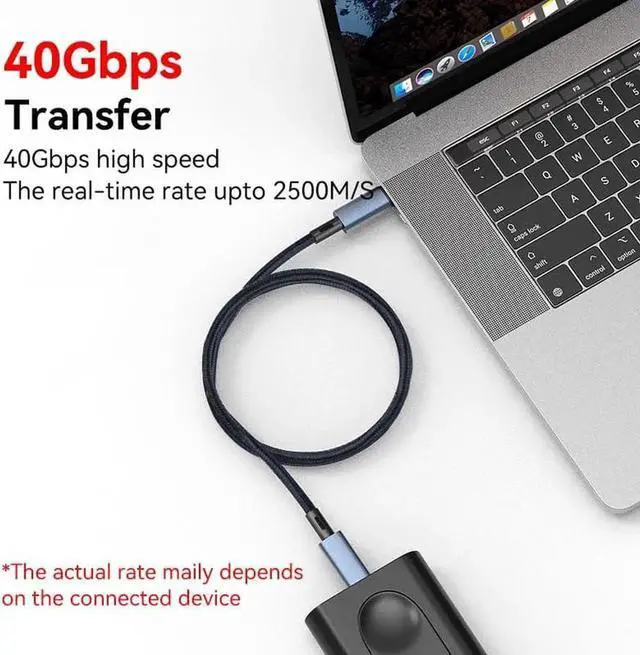 Alt view image 6 of 6 - 1M/3.3FT USB4 Active Thunderbolt 4 Cable, USB-C to USB-C 240W Charging Cord, 40Gbps Data, 8K@60Hz & Dual 4K Video, Compatible with MacBook, Laptops and Phones