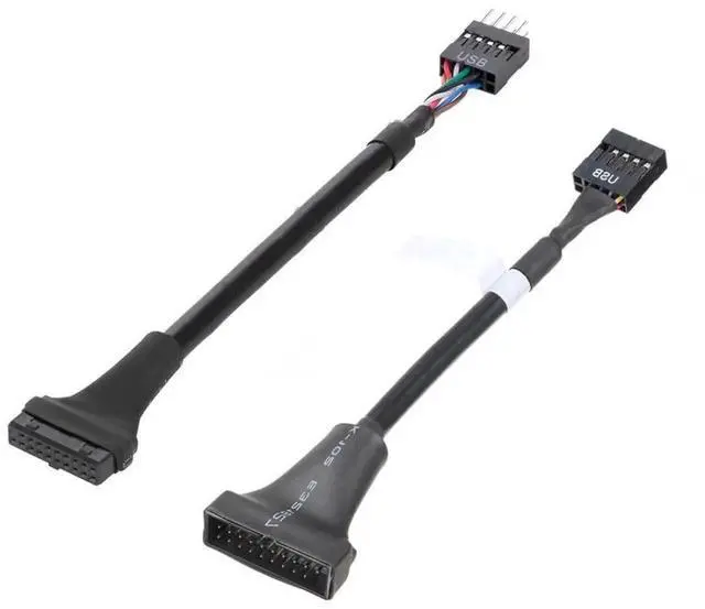 Alt view image 7 of 7 - 2 Pack USB 2.0 Front Panel Header Adapter, 9/10Pin to 19/20Pin Mainboard Gender Changer Cable