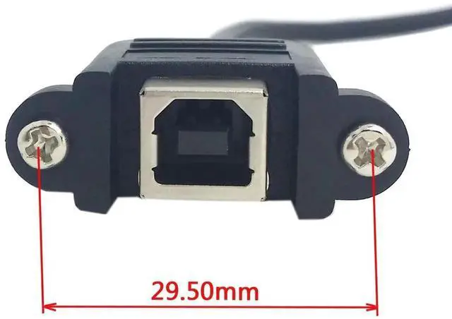 Alt view image 4 of 7 - 50cm 90° Right Angled USB Type-B Extension Cable, Panel Mount Male to Female Cord with Screws for Printer, Scanner & Disk Drive