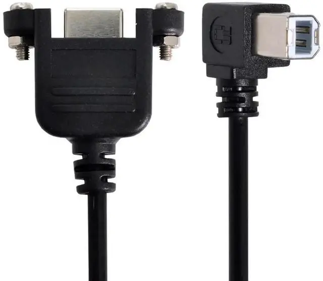 Alt view image 3 of 7 - 50cm 90° Right Angled USB Type-B Extension Cable, Panel Mount Male to Female Cord with Screws for Printer, Scanner & Disk Drive