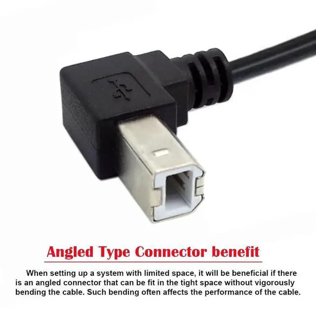 Alt view image 4 of 7 - 20cm 90° Down Angled USB 2.0 Type-B Male to Female Extension Cable for Printer, Scanner and Disk Drive