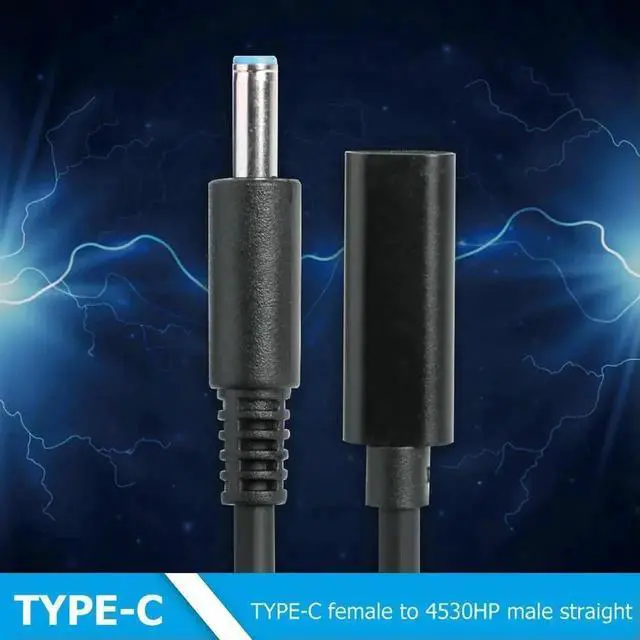 Alt view image 3 of 3 - PD USB Type C Female to 4.5x3.0mm DC Jack Charger Adapter Cable for HP Laptop