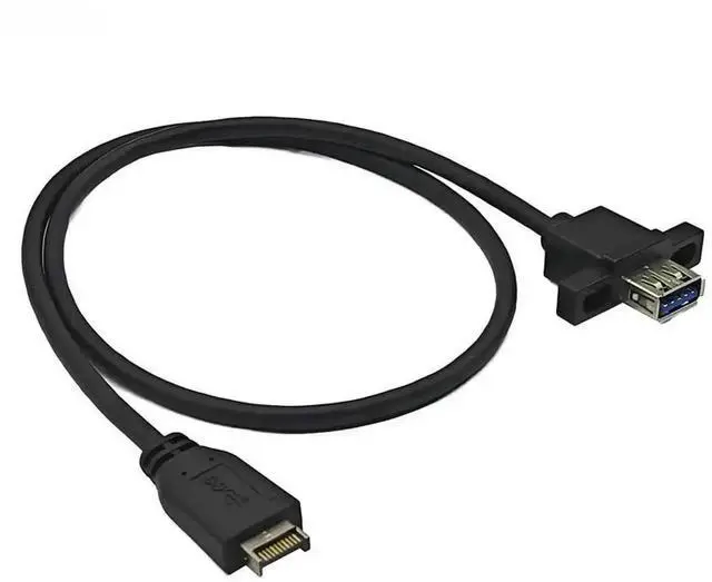 Alt view image 3 of 3 - 50cm 20Pin Type-E to USB 3.2 Gen2 Cable, 10Gbps USB-A Female Front Panel Extension Cord with Screw Mount for Desktop