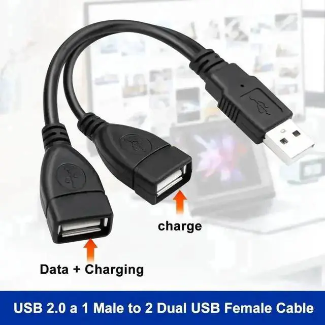 Alt view image 7 of 7 - 0.5ft USB 2.0 A Male to Dual USB Female Y Splitter Cable, 1 Pack, Portable Hub Adapter for PC, Laptop, TV & 2.5" Portable Hard Drive