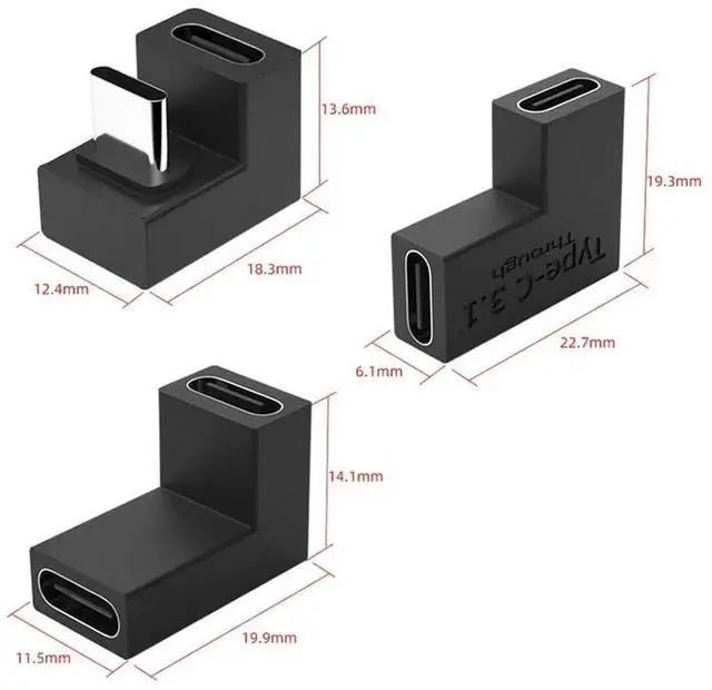 Alt view image 3 of 7 - 3PCS USB 3.1 Type-C Male to Female Adapter, 10Gbps Data & Power Converter for NS Switch and Phones