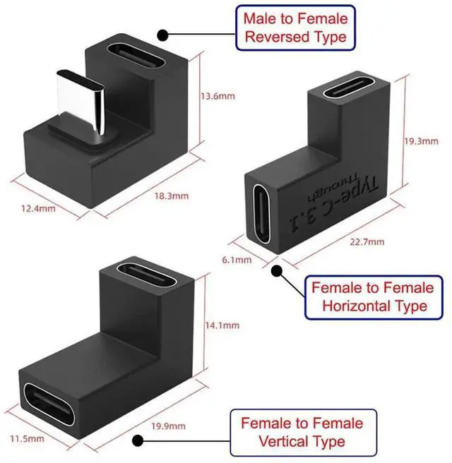 Alt view image 6 of 7 - 3PCS USB 3.1 Type-C Male to Female Adapter, 10Gbps Data & Power Converter for NS Switch and Phones