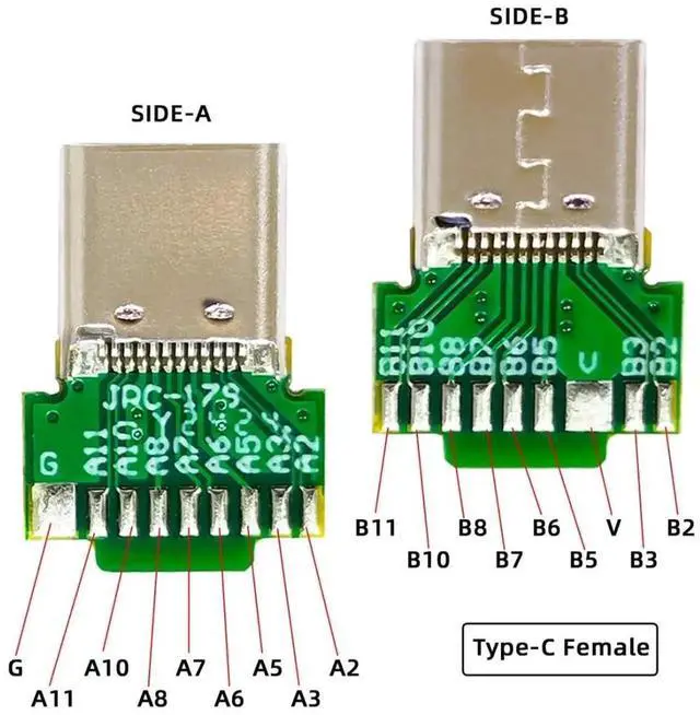 Alt view image 2 of 7 - 2 Pack USB C DIY Connector, USB 3.1 Type C PD 65W 18Pin Male & Female Solder Adapter with PCB Board for Port Repair Replacement